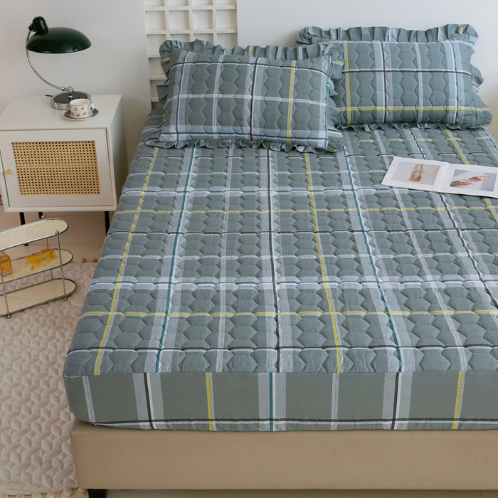 91家纺网 家纺一手货源 找家纺 情煊 2023新款全棉夹棉纯色印花床笠款(可定制尺寸) 床笠-柏林灰