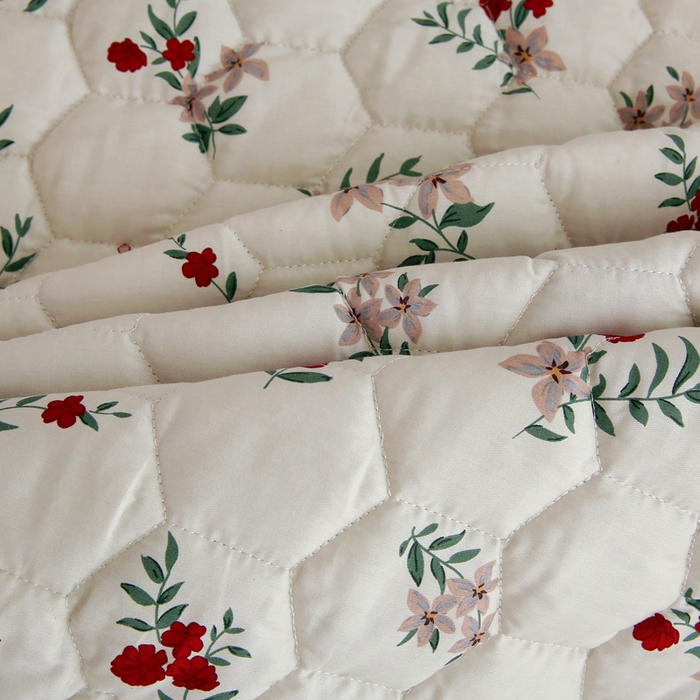 91家纺网 家纺一手货源 找家纺 情煊 2023新款全棉夹棉纯色印花床笠款(可定制尺寸) 床笠-梦里繁花