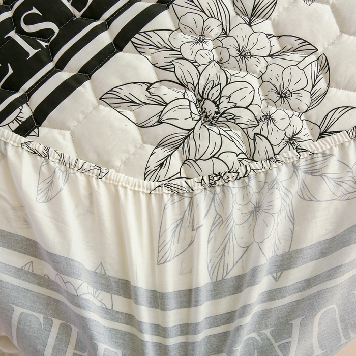 91家纺网 家纺一手货源 找家纺 情煊 2023新款全棉夹棉纯色印花床笠款(可定制尺寸) 床笠-木槿