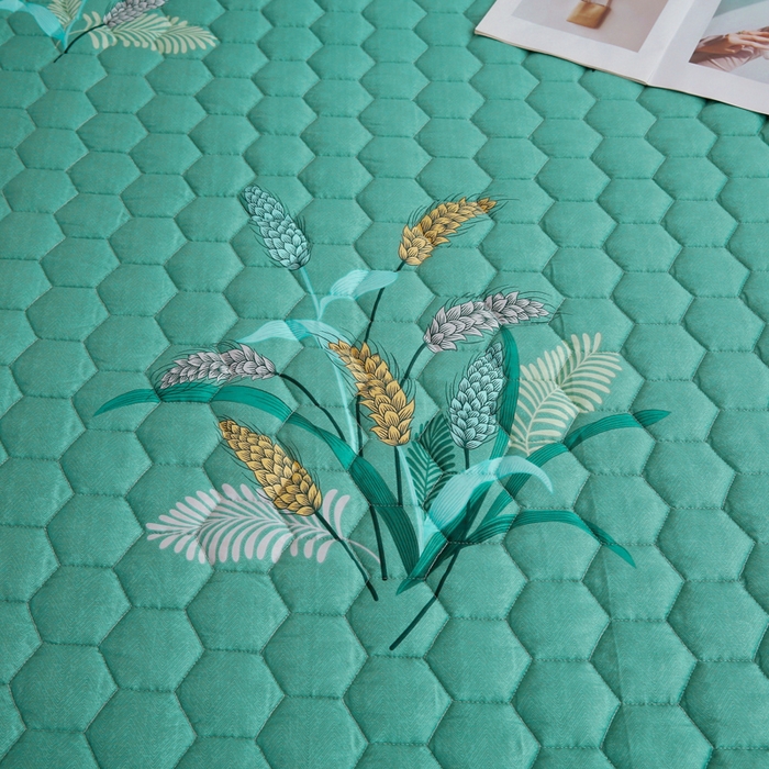 91家纺网 家纺一手货源 找家纺 情煊 2023新款全棉夹棉纯色印花床笠款(可定制尺寸) 床笠-麦之穗