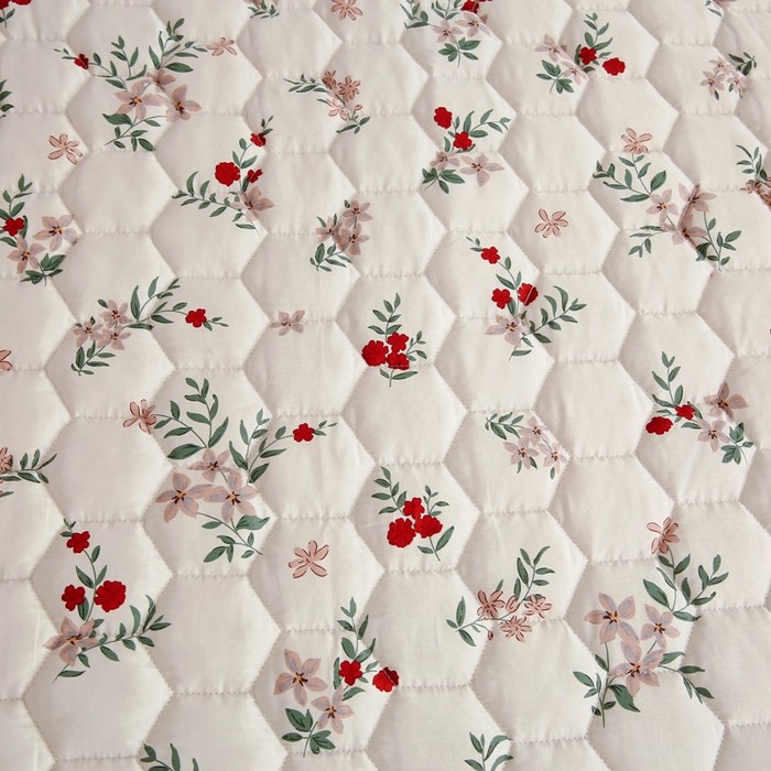 91家纺网 家纺一手货源 找家纺 情煊 2023新款全棉夹棉纯色印花床笠款(可定制尺寸) 床笠-梦里繁花