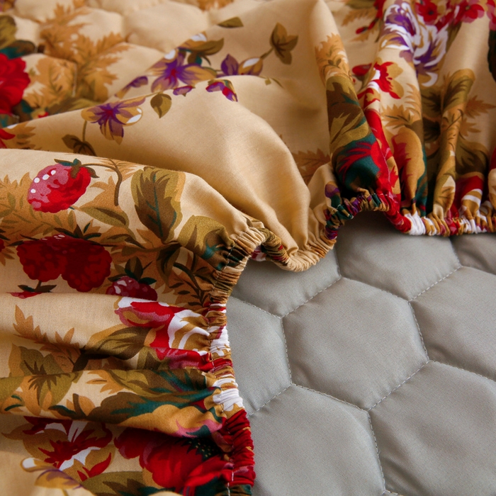 91家纺网 家纺一手货源 找家纺 情煊 2023新款全棉夹棉纯色印花床笠款(可定制尺寸) 床笠-情深似海