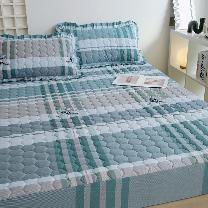 91家纺网 家纺一手货源 找家纺 情煊 2023新款全棉夹棉纯色印花床笠款(可定制尺寸) 床笠-似水流年