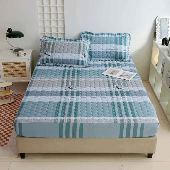 91家纺网 家纺一手货源 找家纺 情煊 2023新款全棉夹棉纯色印花床笠款(可定制尺寸) 床笠-似水流年