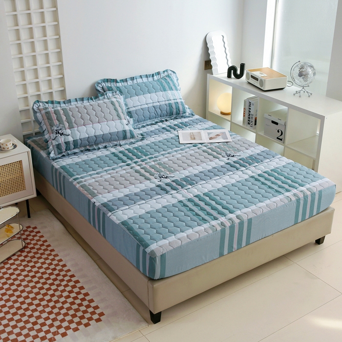 91家纺网 家纺一手货源 找家纺 情煊 2023新款全棉夹棉纯色印花床笠款(可定制尺寸) 床笠-似水流年