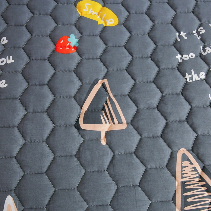 91家纺网 家纺一手货源 找家纺 情煊 2023新款全棉夹棉纯色印花床笠款(可定制尺寸) 床笠-新叶