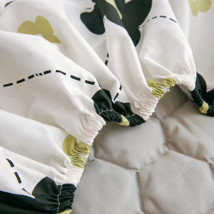 91家纺网 家纺一手货源 找家纺 情煊 2023新款全棉夹棉纯色印花床笠款(可定制尺寸) 床笠-幸运花园