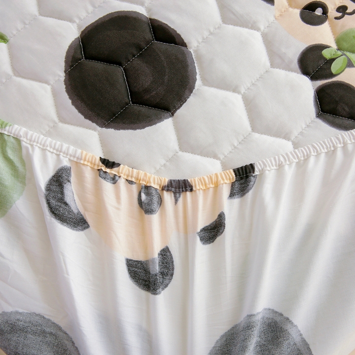 91家纺网 家纺一手货源 找家纺 情煊 2023新款全棉夹棉纯色印花床笠款(可定制尺寸) 床笠-竹林熊猫