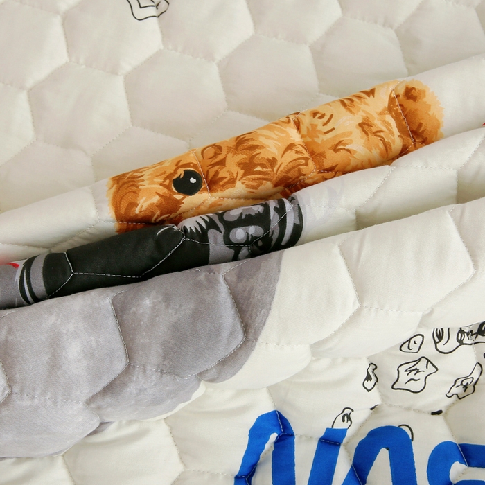 91家纺网 家纺一手货源 找家纺 情煊 2023新款全棉夹棉纯色印花床笠款(可定制尺寸) 床笠-宇航熊