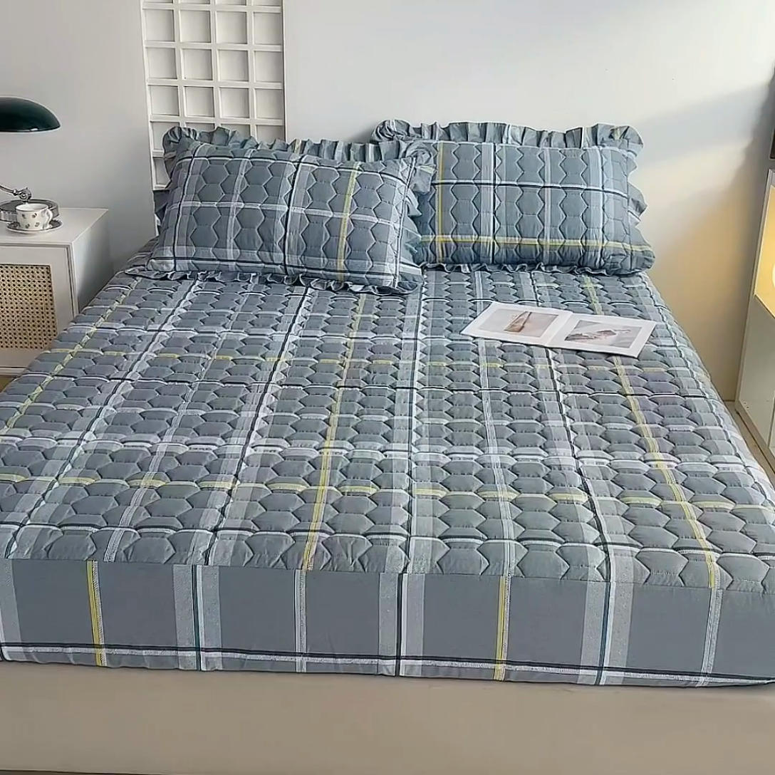 91家纺网 家纺一手货源 找家纺 情煊 2023新款全棉夹棉纯色印花床笠款(可定制尺寸) 床笠-柏林灰