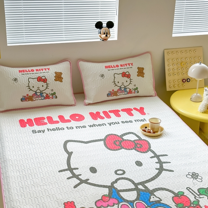 91家纺网 家纺一手货源 找家纺 美乐迪 2023正版hello Kitty乳胶凉席 早安KT