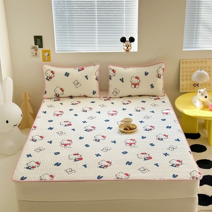 91家纺网 家纺一手货源 找家纺 美乐迪 2023正版hello Kitty乳胶凉席 字母KT