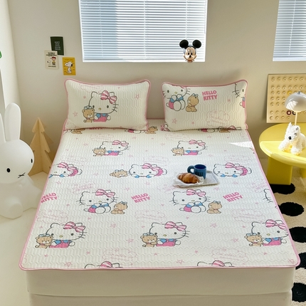 91家纺网 家纺一手货源 找家纺 美乐迪 2023正版hello Kitty乳胶凉席 小熊和KT
