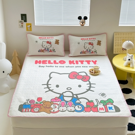 91家纺网 家纺一手货源 找家纺 美乐迪 2023正版hello Kitty乳胶凉席 早安KT