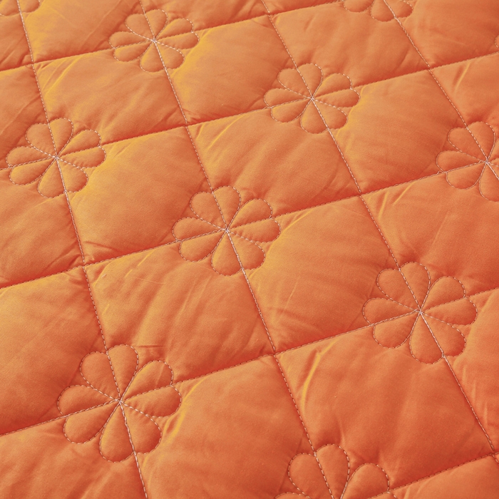 91家纺网 家纺一手货源 找家纺 情煊 2023新款全棉夹棉纯色印花床裙款(可定制尺寸) 橘色