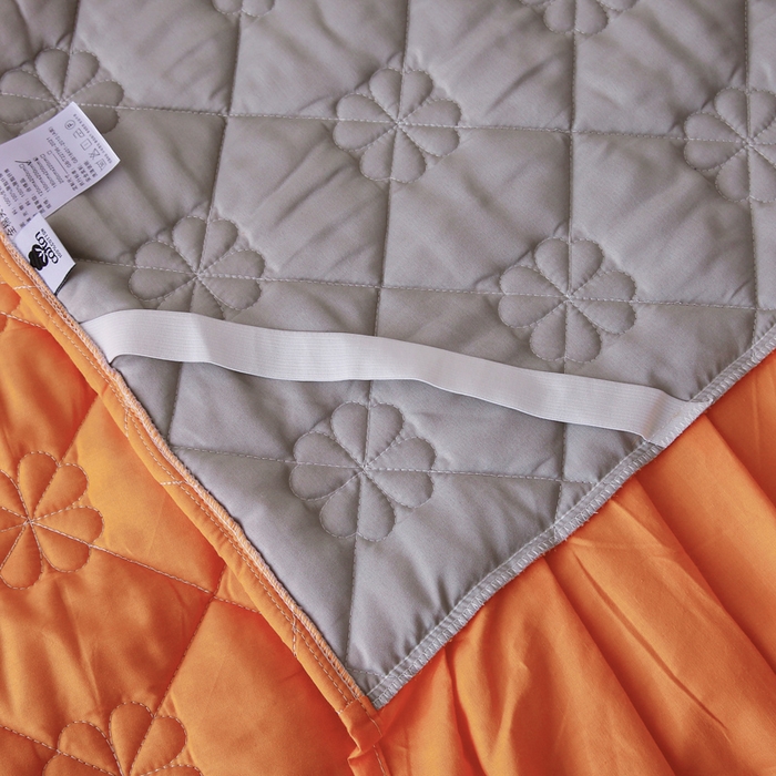 91家纺网 家纺一手货源 找家纺 情煊 2023新款全棉夹棉纯色印花床裙款(可定制尺寸) 橘色