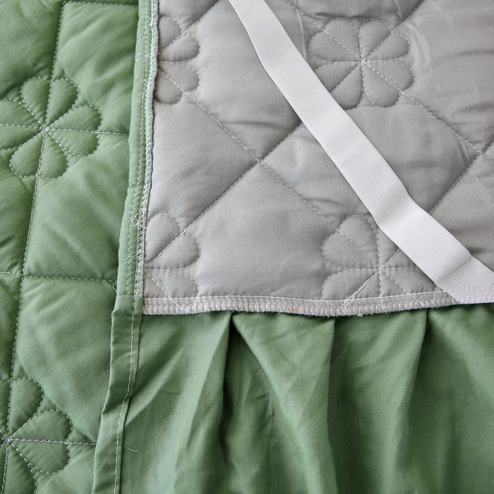 91家纺网 家纺一手货源 找家纺 情煊 2023新款全棉夹棉纯色印花床裙款(可定制尺寸) 浅绿