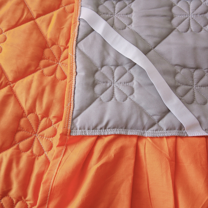 91家纺网 家纺一手货源 找家纺 情煊 2023新款全棉夹棉纯色印花床裙款(可定制尺寸) 橘色