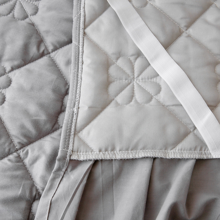 91家纺网 家纺一手货源 找家纺 情煊 2023新款全棉夹棉纯色印花床裙款(可定制尺寸) 绅士灰