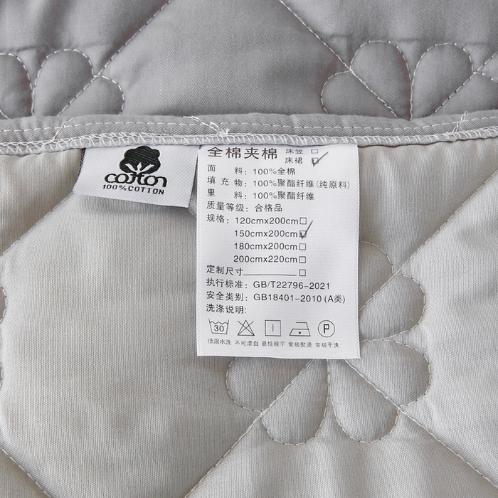 91家纺网 家纺一手货源 找家纺 情煊 2023新款全棉夹棉纯色印花床裙款(可定制尺寸) 绅士灰