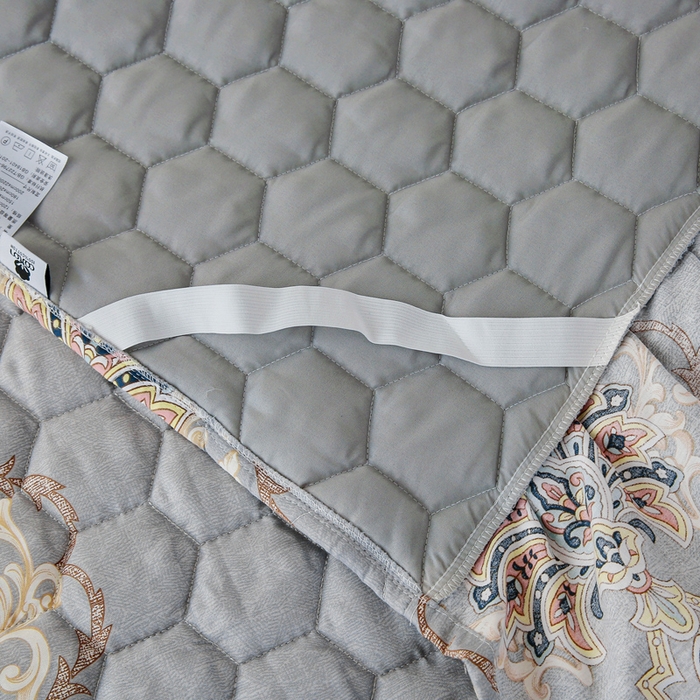 91家纺网 家纺一手货源 找家纺 情煊 2023新款全棉夹棉纯色印花床裙款(可定制尺寸) 罗兰灰