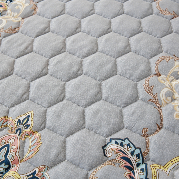 91家纺网 家纺一手货源 找家纺 情煊 2023新款全棉夹棉纯色印花床裙款(可定制尺寸) 罗兰灰