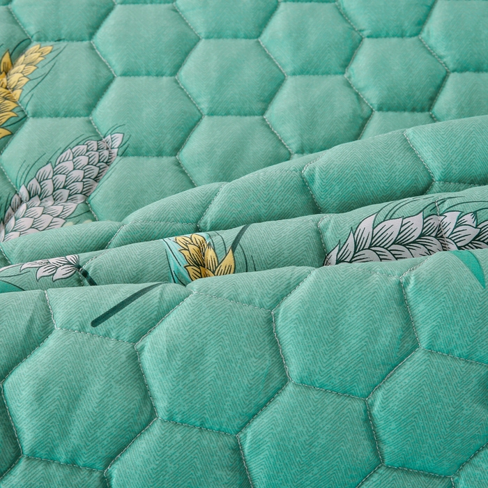 91家纺网 家纺一手货源 找家纺 情煊 2023新款全棉夹棉纯色印花床裙款(可定制尺寸) 麦之穗