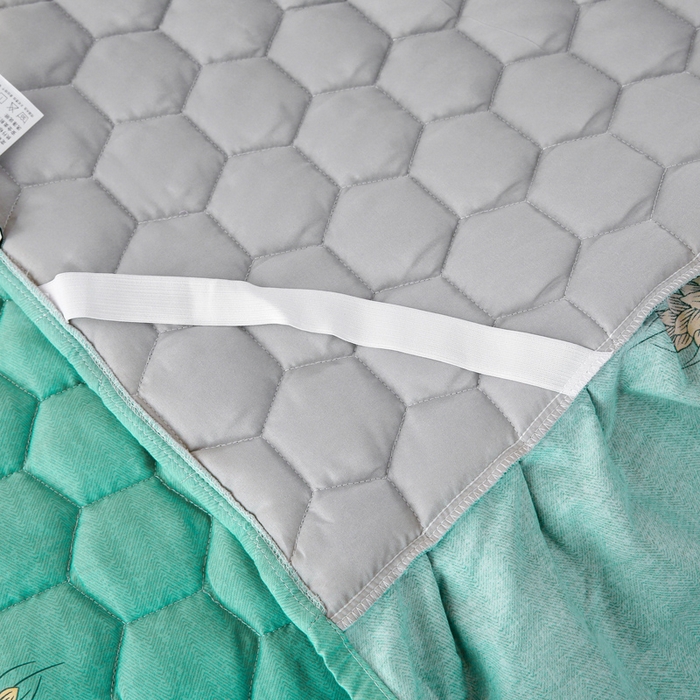 91家纺网 家纺一手货源 找家纺 情煊 2023新款全棉夹棉纯色印花床裙款(可定制尺寸) 麦之穗