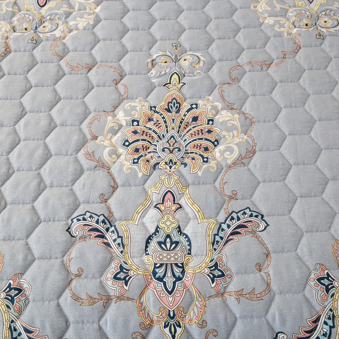 91家纺网 家纺一手货源 找家纺 情煊 2023新款全棉夹棉纯色印花床裙款(可定制尺寸) 罗兰灰