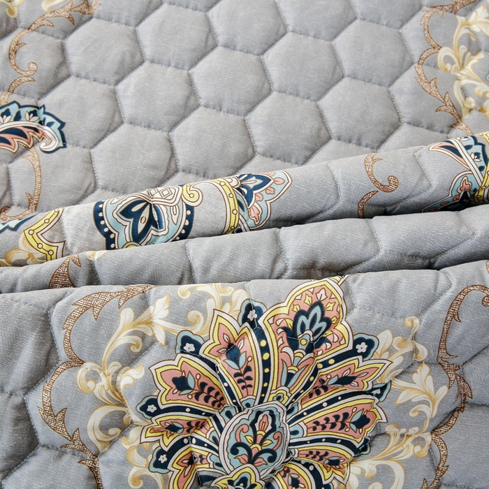 91家纺网 家纺一手货源 找家纺 情煊 2023新款全棉夹棉纯色印花床裙款(可定制尺寸) 罗兰灰