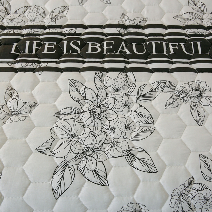 91家纺网 家纺一手货源 找家纺 情煊 2023新款全棉夹棉纯色印花床裙款(可定制尺寸) 木槿