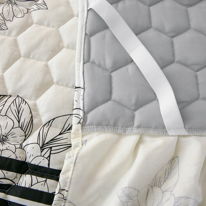 91家纺网 家纺一手货源 找家纺 情煊 2023新款全棉夹棉纯色印花床裙款(可定制尺寸) 木槿