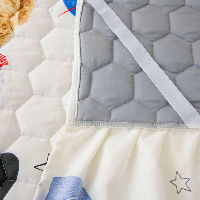 91家纺网 家纺一手货源 找家纺 情煊 2023新款全棉夹棉纯色印花床裙款(可定制尺寸) 宇航熊