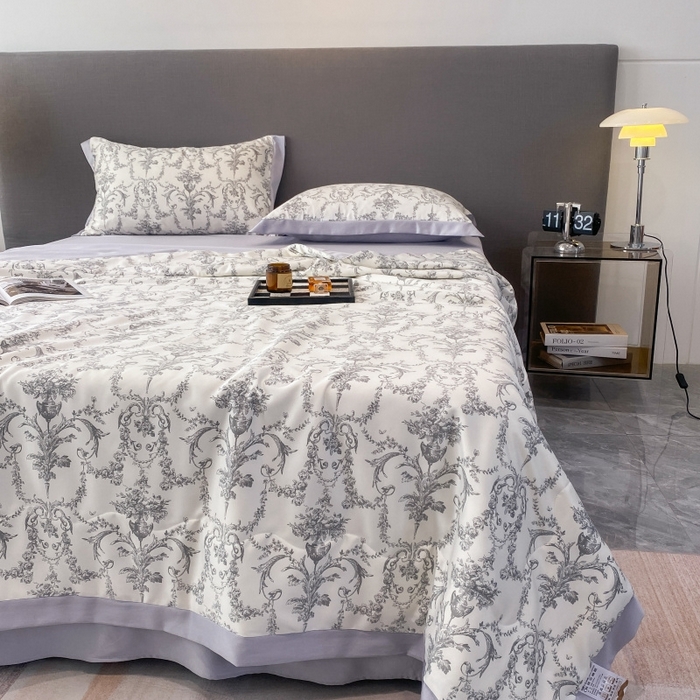 91家纺网 家纺一手货源 找家纺 棉生活 2023新款3M贡缎工艺天丝夏被四件套 浮岚