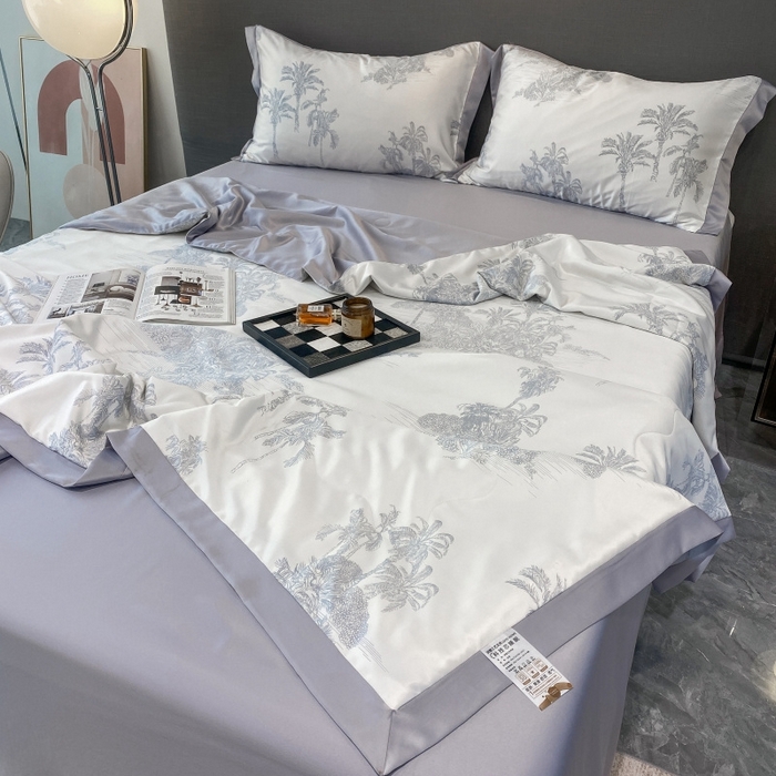 91家纺网 家纺一手货源 找家纺 棉生活 2023新款3M贡缎工艺天丝夏被四件套 洛林 灰