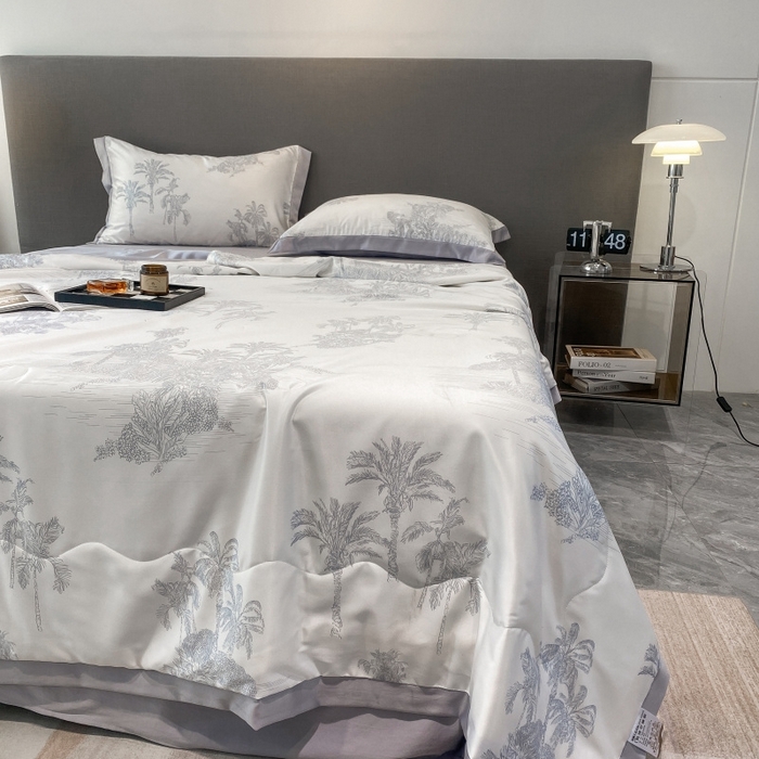 91家纺网 家纺一手货源 找家纺 棉生活 2023新款3M贡缎工艺天丝夏被四件套 洛林 灰