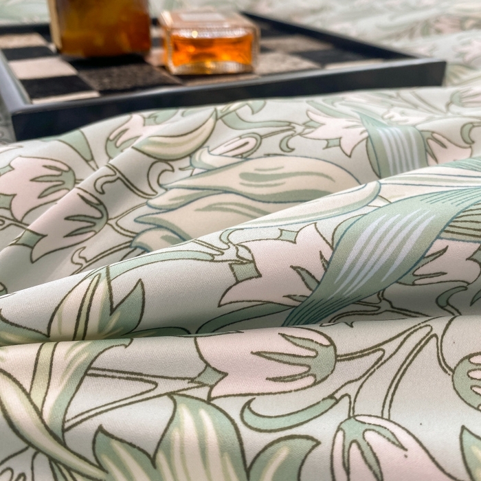 91家纺网 家纺一手货源 找家纺 棉生活 2023新款3M贡缎工艺天丝夏被四件套 洛丽塔 绿