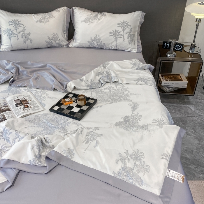 91家纺网 家纺一手货源 找家纺 棉生活 2023新款3M贡缎工艺天丝夏被四件套 洛林 灰