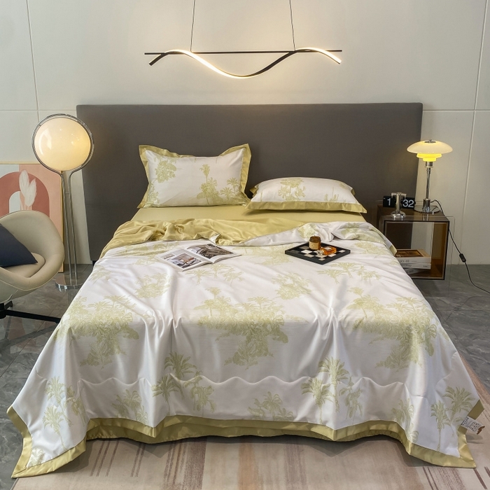 91家纺网 家纺一手货源 找家纺 棉生活 2023新款3M贡缎工艺天丝夏被四件套 洛林 绿