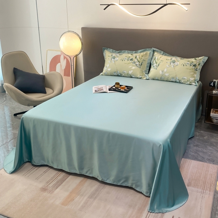 91家纺网 家纺一手货源 找家纺 棉生活 2023新款3M贡缎工艺天丝夏被四件套 森语 绿