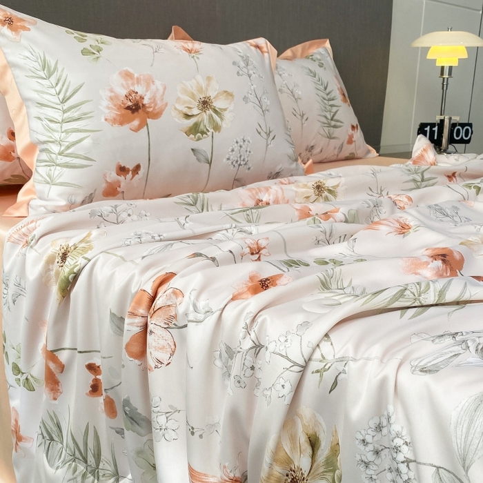 91家纺网 家纺一手货源 找家纺 棉生活 2023新款3M贡缎工艺天丝夏被四件套 苏沫 棕