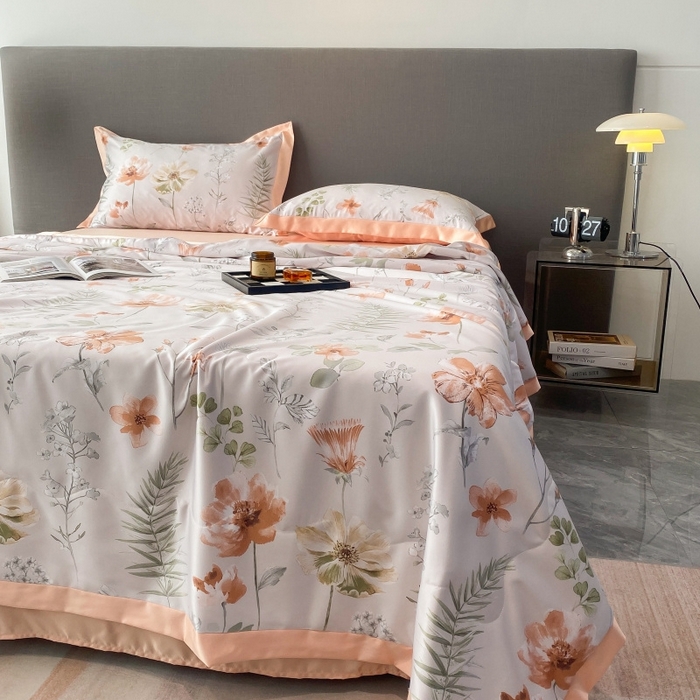 91家纺网 家纺一手货源 找家纺 棉生活 2023新款3M贡缎工艺天丝夏被四件套 苏沫 棕