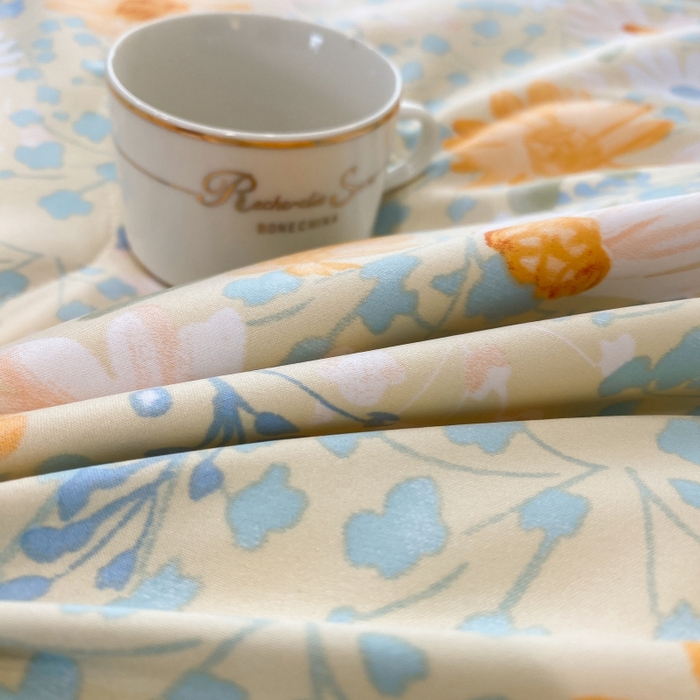 91家纺网 家纺一手货源 找家纺 棉生活 2023新款3M贡缎工艺天丝夏被四件套 松菊 桔