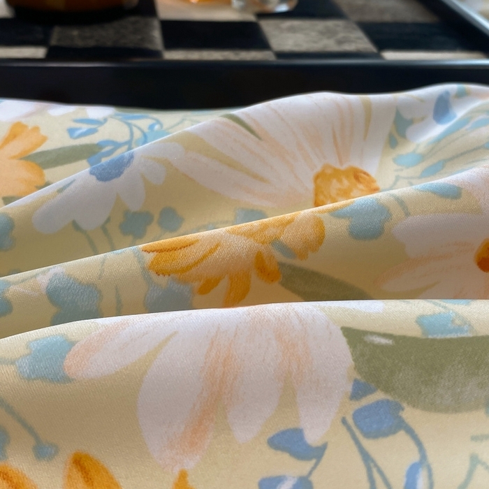 91家纺网 家纺一手货源 找家纺 棉生活 2023新款3M贡缎工艺天丝夏被四件套 松菊 桔