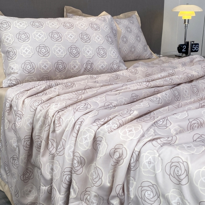 91家纺网 家纺一手货源 找家纺 棉生活 2023新款3M贡缎工艺天丝夏被四件套 温莎 灰