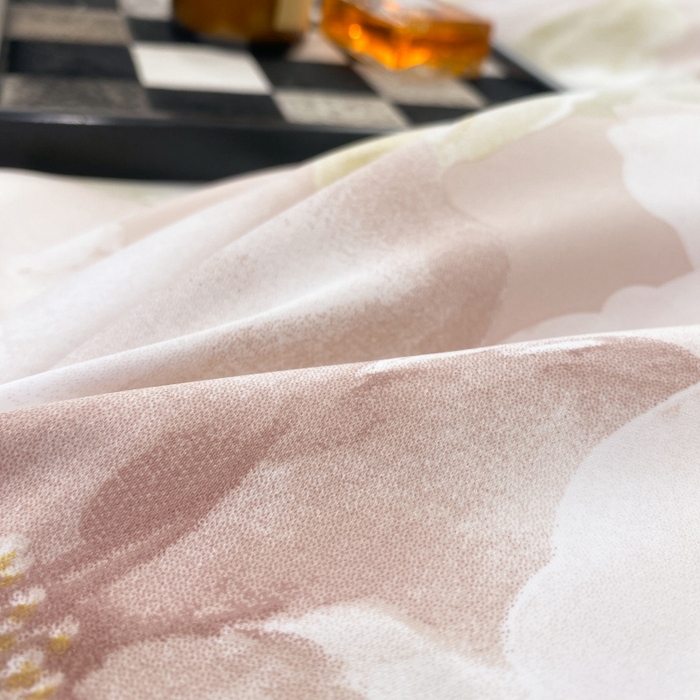 91家纺网 家纺一手货源 找家纺 棉生活 2023新款3M贡缎工艺天丝夏被四件套 香蜜 粉