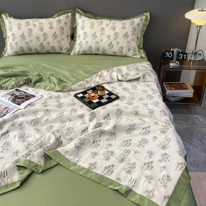 91家纺网 家纺一手货源 找家纺 棉生活 2023新款3M贡缎工艺天丝夏被四件套 枝蔓 灰