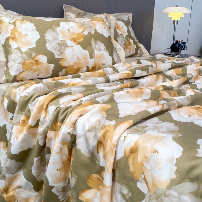 91家纺网 家纺一手货源 找家纺 棉生活 2023新款3M贡缎工艺天丝夏被四件套 知夏 绿