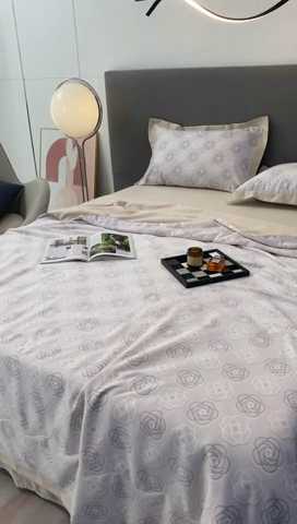 91家纺网 家纺一手货源 找家纺 棉生活 2023新款3M贡缎工艺天丝夏被四件套 温莎 灰