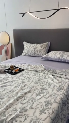 91家纺网 家纺一手货源 找家纺 棉生活 2023新款3M贡缎工艺天丝夏被四件套 浮岚